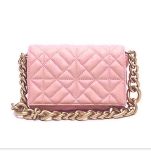 Handbags - Pink Quilted Chain Shoulder Bag